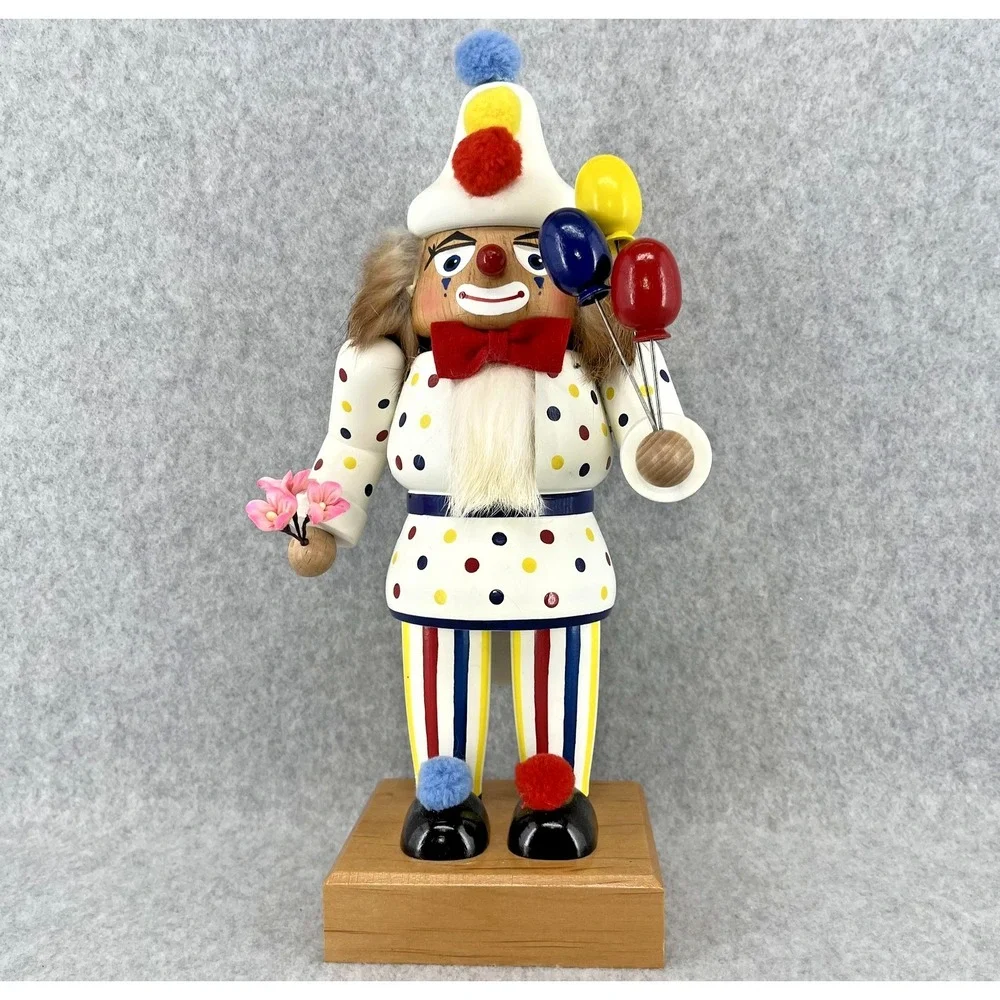 KWO Clown Nutcracker Balloons Germany Signed‎ Em Merck Wood Old World Christmas